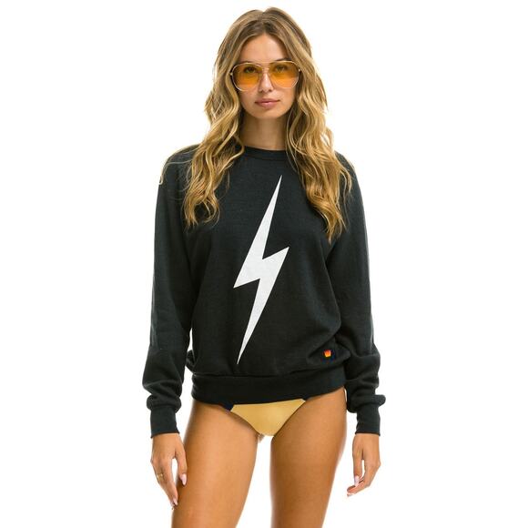 Aviator Nation Bolt Crew Sweatshirt Charcoal Lightning Graphic Unisex Vintage LA - Picture 2 of 10